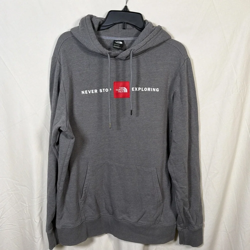 The North Face‎ Mens Hoodie Gray Never Stop Exploring Graphic Pullover Size L